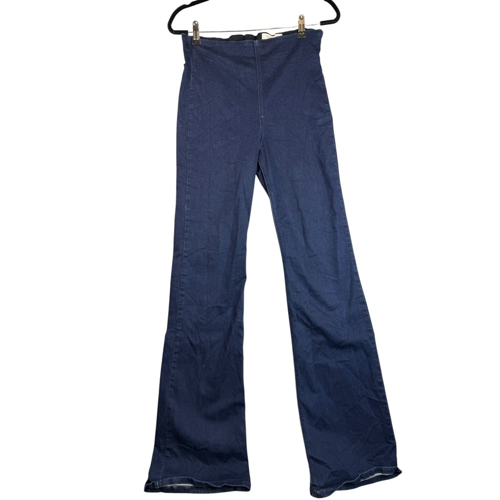 Rag & Bone High Rise Flare Jeans Indigo Blue Pull On Stretch Denim Womens Large